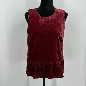 J. Crew top size 8 velvet burgundy red color